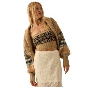 Promesa Taupe Apine Knit Shrug Cardigan and Tube Top Set UTC0659